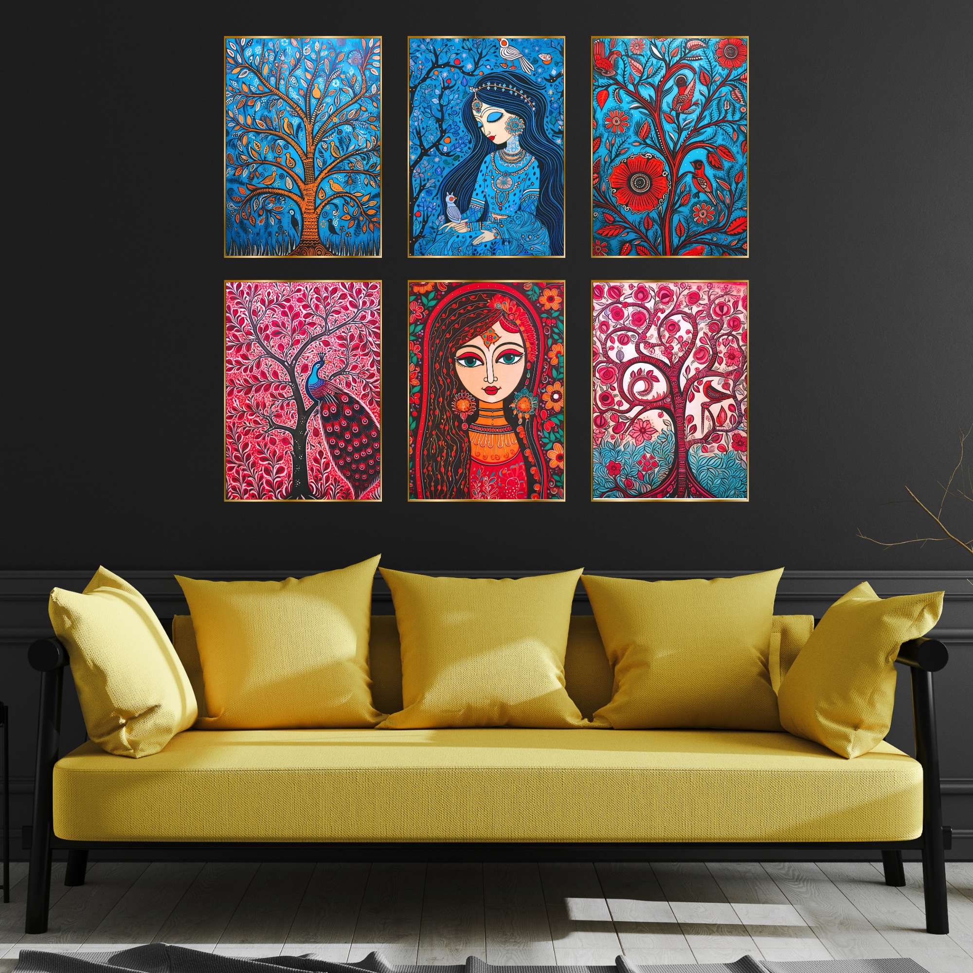 Set of Six Wall Paintings for Wall Dacoration Golden Framed Wall Paintings for Living Room & Bedroom Wall Art for Home Decoration & Office Wall Décor (13x10 inch CH-GD6-1) - Image 4